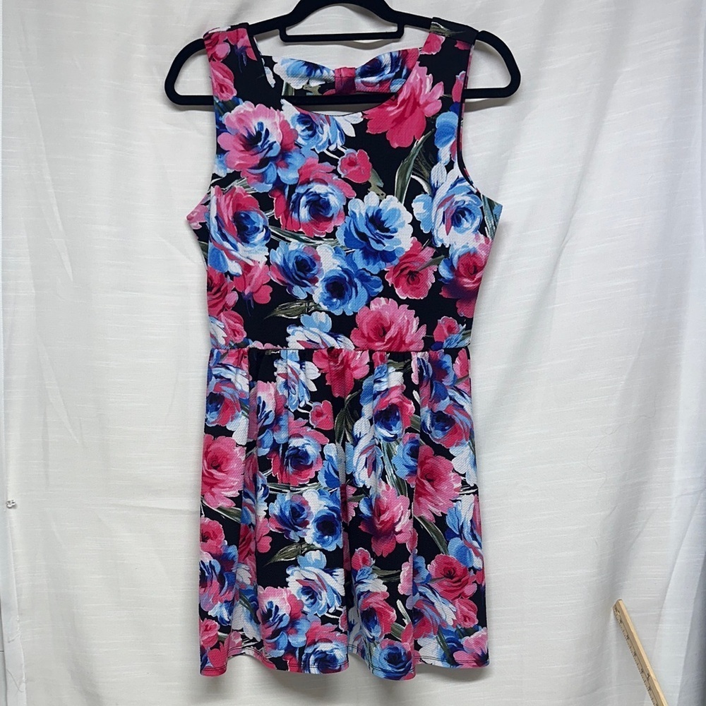 Lily Rose Floral Mini Dress - Pink and Blue